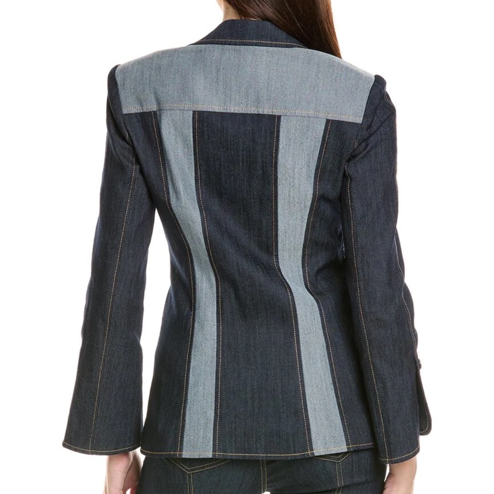 cinq a sept Two-Tone Dark and Light Denim Blazer - Picture 3 of 9